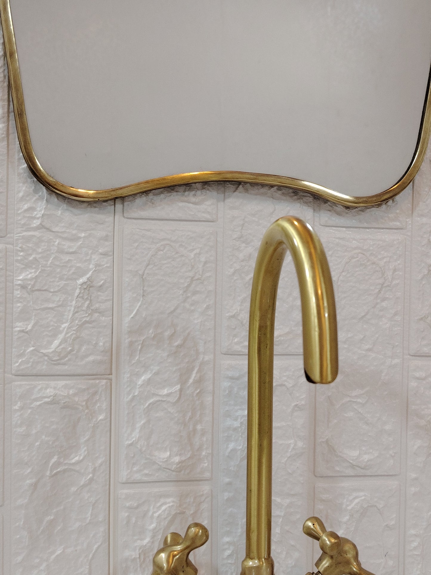 Italian Curved Antique Brass Mirror - Butterfly Irregular Mirror, Wavy Mirror, Bathroom Mirror, Aesthetic Luxurious Wall Mirror