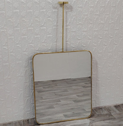 Quadris Ceiling Hanging Suspended Rectangle Mirror Brass Mirror Rectangle with Antique Brass Frame finish Decor