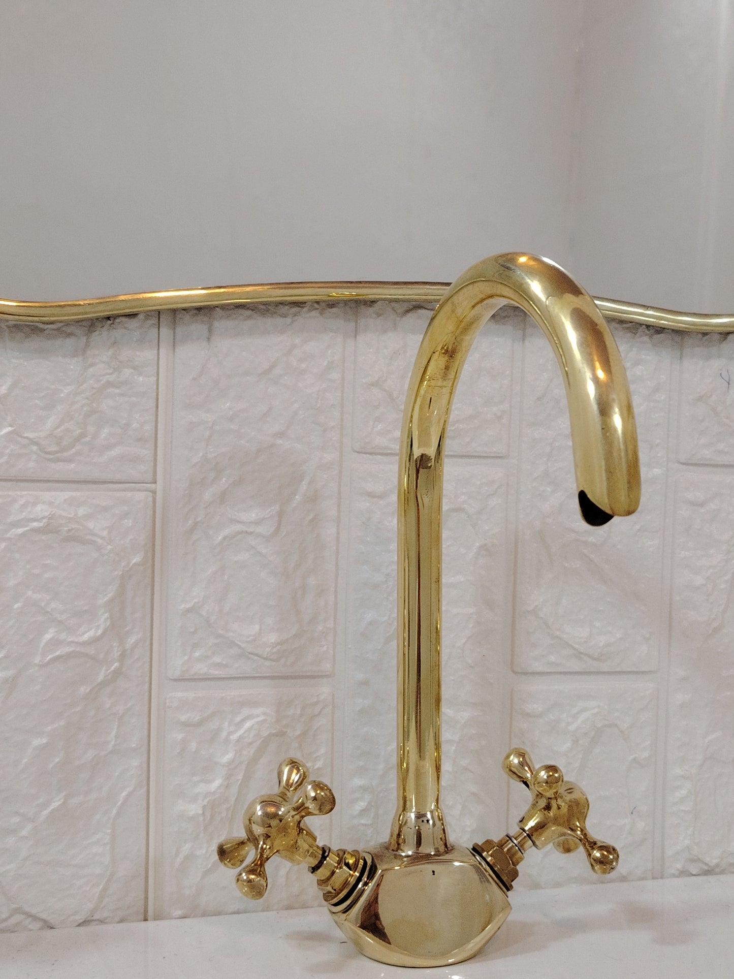 Italian Curved Antiqued Brass Mirror - Butterfly Irregular Mirror, Gold Brass Mirror, Bathroom Mirror, Aesthetic Luxurious Wall Mirror