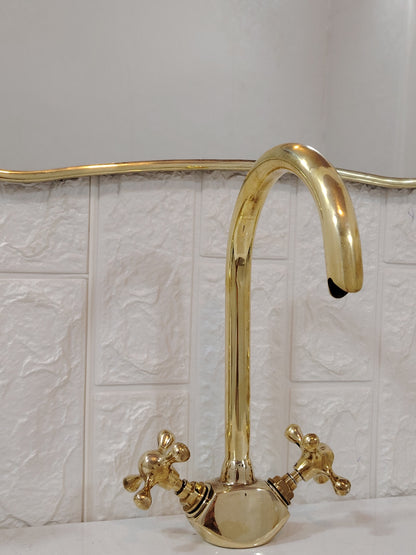 Italian Curved Antiqued Brass Mirror - Butterfly Irregular Mirror, Gold Brass Mirror, Bathroom Mirror, Aesthetic Luxurious Wall Mirror