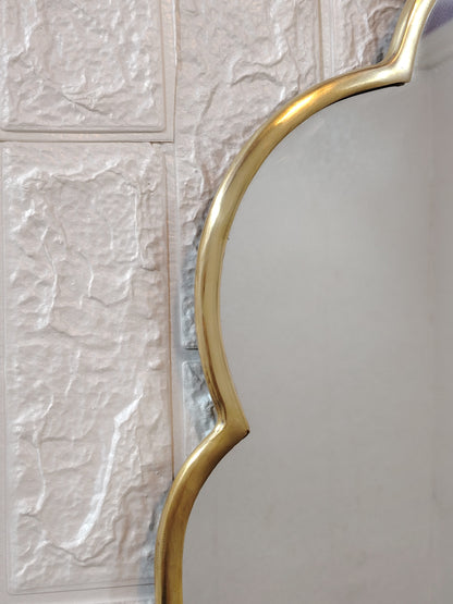 Italian Wavy Arch Mirror Curved Gold Brass Mirror Irregular Mirror Gold Mirror Bathroom Mirror Aesthetic Luxurious Wall Mirror