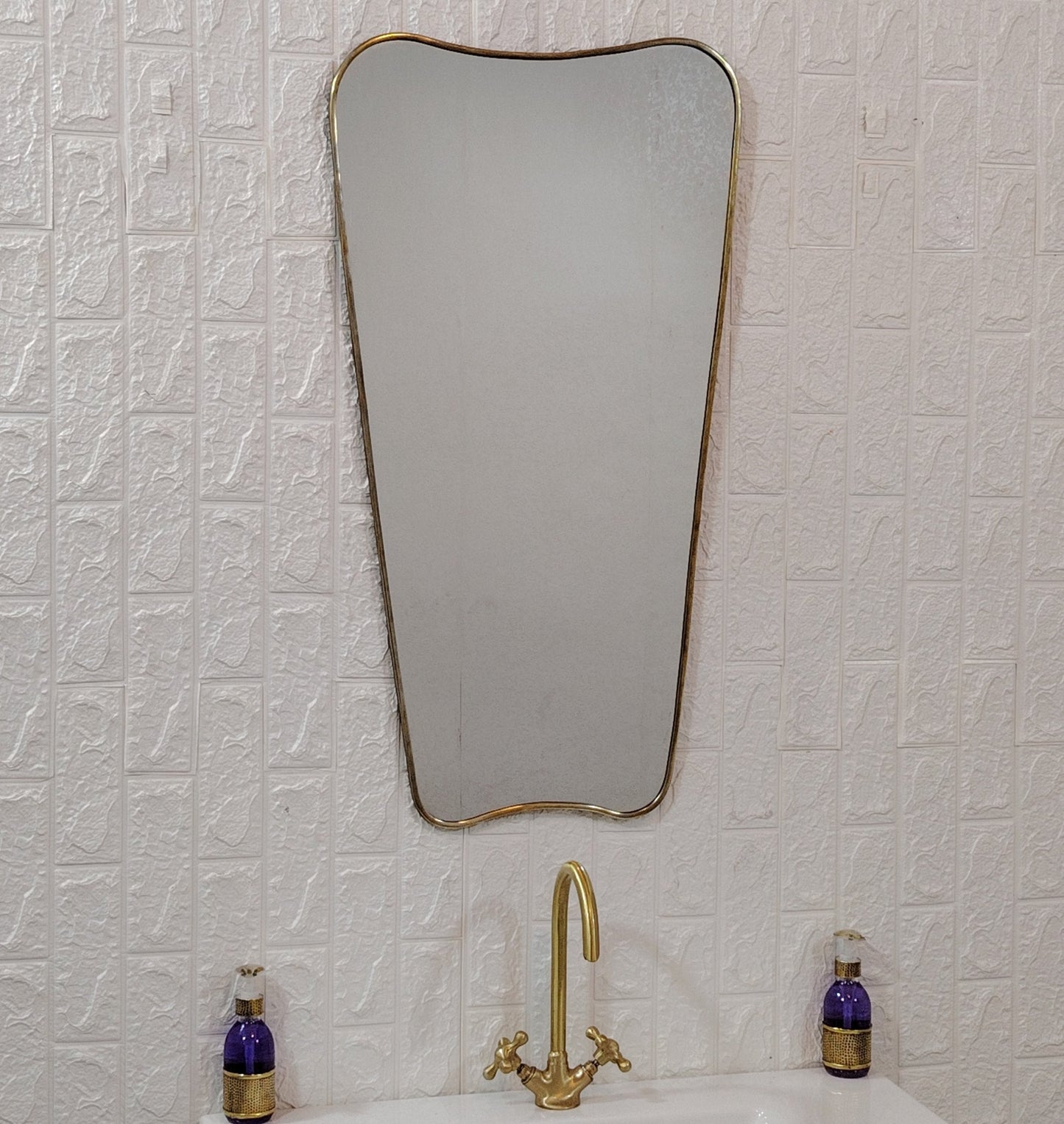 Italian Curved Antique Brass Mirror - Butterfly Irregular Mirror, Wavy Mirror, Bathroom Mirror, Aesthetic Luxurious Wall Mirror