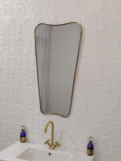 Italian Curved Antique Brass Mirror - Butterfly Irregular Mirror, Wavy Mirror, Bathroom Mirror, Aesthetic Luxurious Wall Mirror