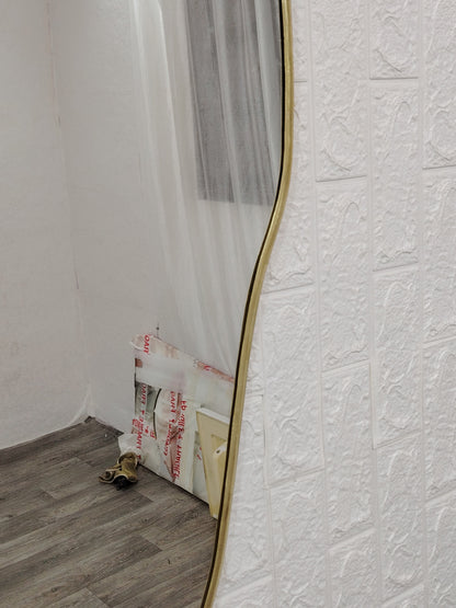 Puddle Mirror Asymmetrical Mirror, Brass Mirror Irregular Gold Mirror