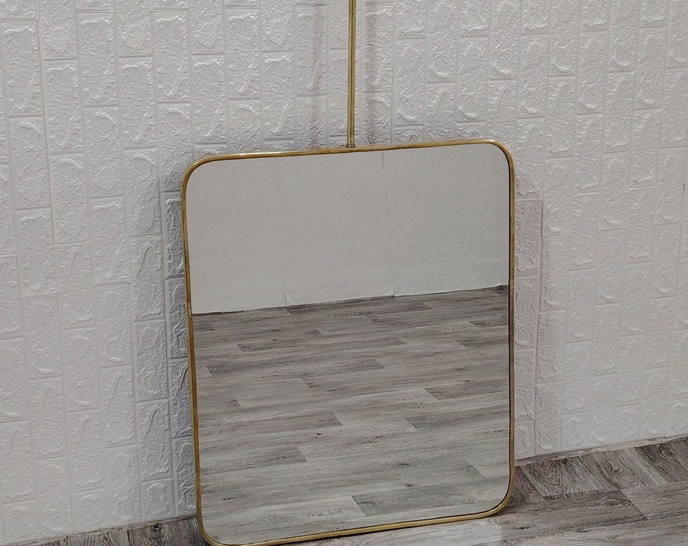 Quadris Ceiling Hanging Suspended Rectangle Mirror Brass Mirror Rectangle with Antique Brass Frame finish Decor