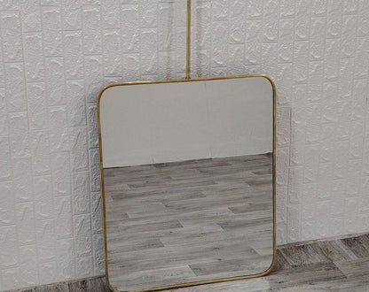Quadris Ceiling Hanging Suspended Rectangle Mirror Brass Mirror Rectangle with Antique Brass Frame finish Decor